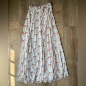 Lovers + Friends Shell Print Chiffon maxi skirt Sz S Beachy Resort Boho